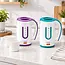 TIROSS Waterkoker 0,5 l met 2 bekers in wit met turquoise of paars