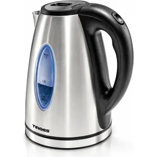 TIROSS Waterkoker 1,7 l 2200 W van RVS met waterfilter en draaivoet