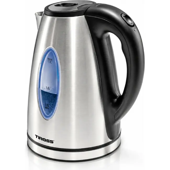TIROSS Waterkoker 1,7 l 2200 W van RVS met waterfilter en draaivoet