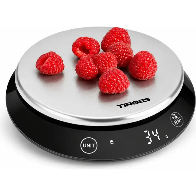 TIROSS Digitale keukenweegschaal 5 kg met RVS weegvlak en LED-display