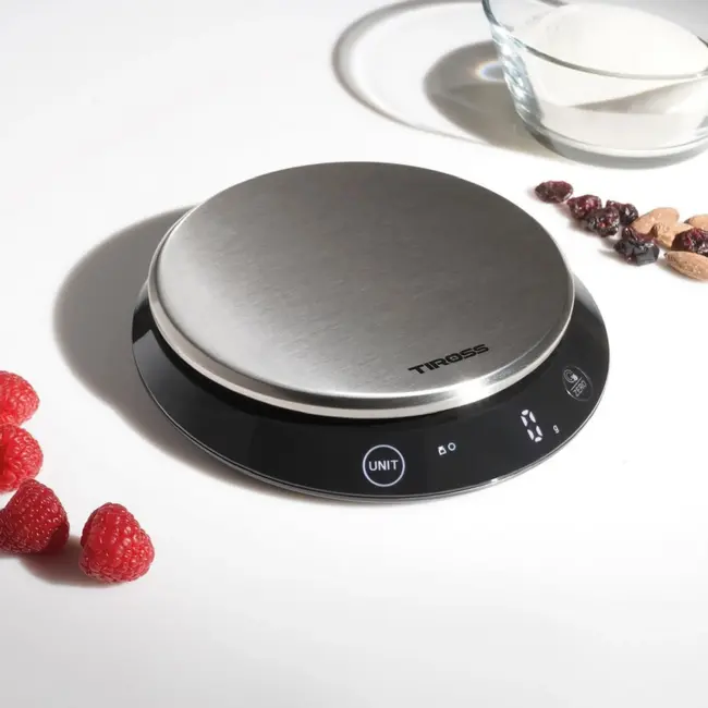 TIROSS Digitale keukenweegschaal 5 kg met RVS weegvlak en LED-display