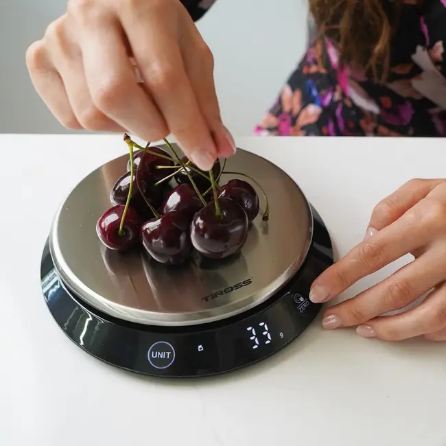 TIROSS Digitale keukenweegschaal 5 kg met RVS weegvlak en LED-display