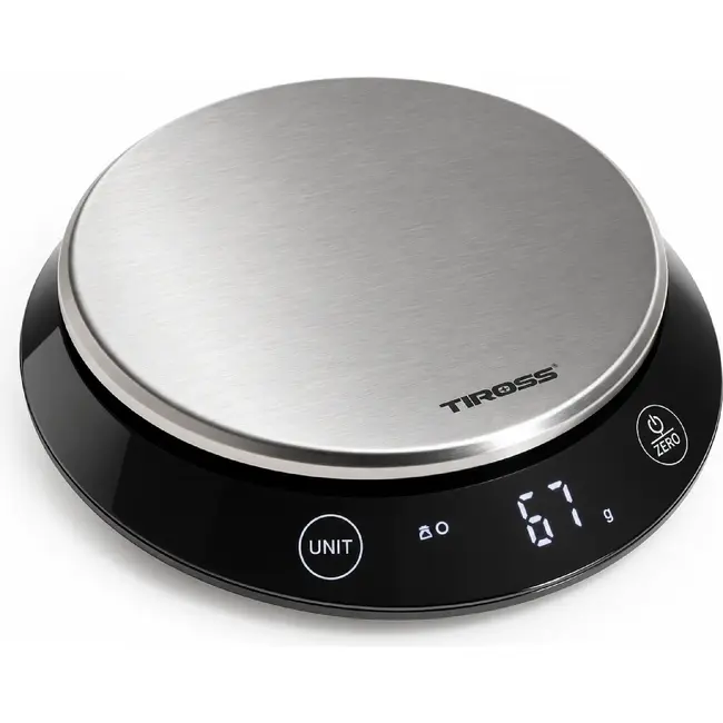 TIROSS Digitale keukenweegschaal 5 kg met RVS weegvlak en LED-display