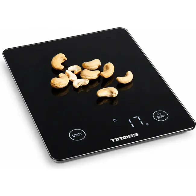 TIROSS Digitale keukenweegschaal 5 kg met glazen weegvlak en LED-display