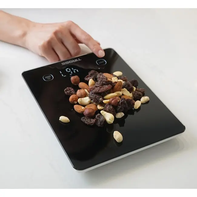 TIROSS Digitale keukenweegschaal 5 kg met glazen weegvlak en LED-display