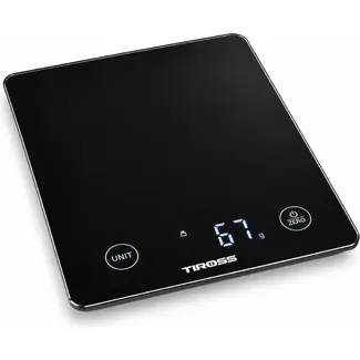 TIROSS Digitale keukenweegschaal 5 kg met glazen weegvlak en LED-display
