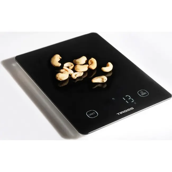 TIROSS Digitale keukenweegschaal 5 kg met glazen weegvlak en LED-display