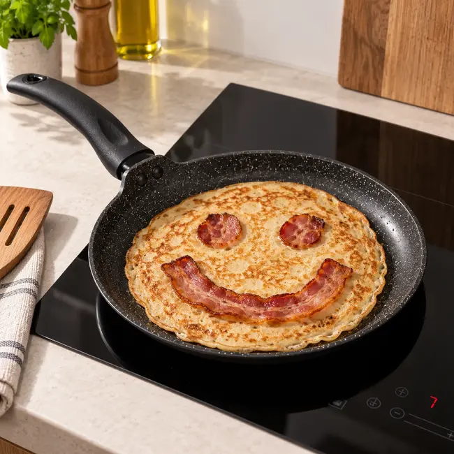 TIROSS Pannenkoekenpan 28 cm met marmeren antiaanbaklaag voor inductie