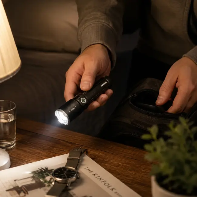 TIROSS Zaklamp 400 lm met 7 W LED, zoomfunctie en 3000 mAh accu