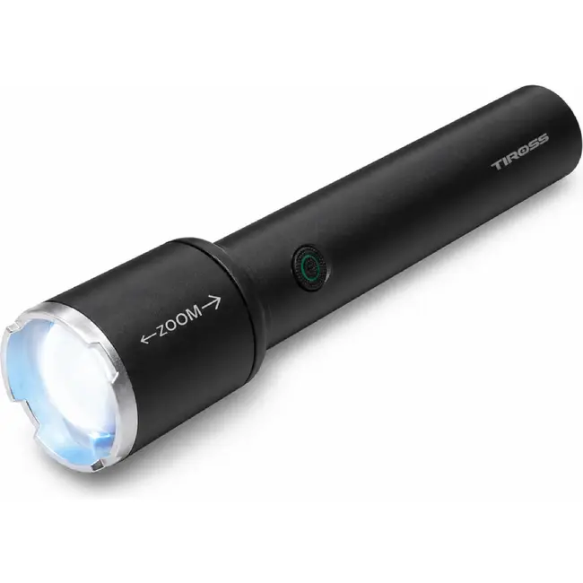 TIROSS Zaklamp 300 lm met 5 W LED, zoomfunctie en 1500 mAh accu
