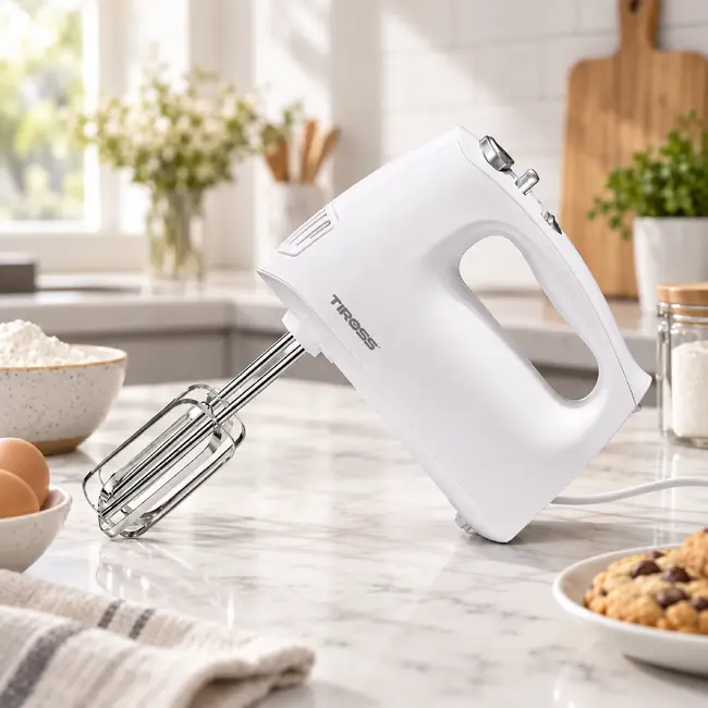 TIROSS Handmixer 500 W met 5 snelheden, turbofunctie en 2 soorten gardes