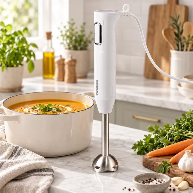 TIROSS Staafmixer 400 W met 2 snelheden en RVS messen voor pureren