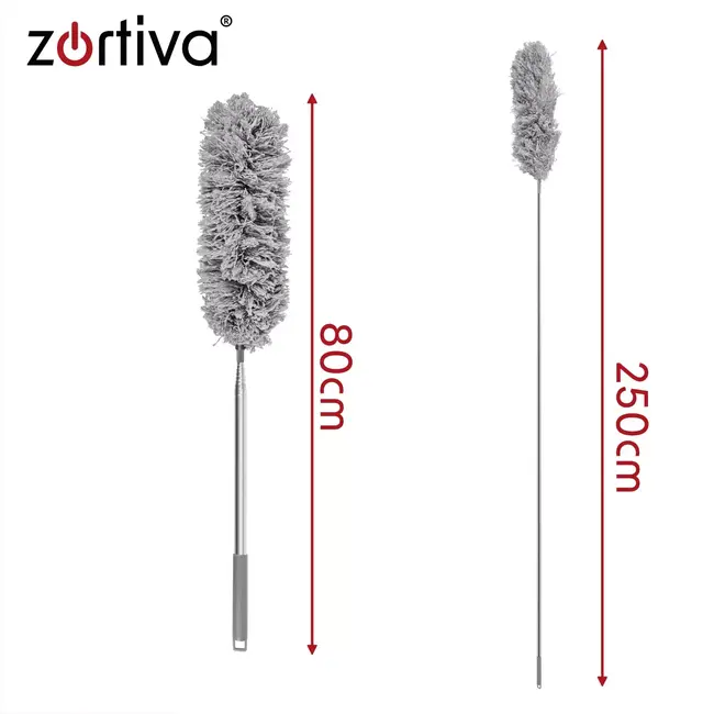 Zortiva Telescopische stofborstel 250 cm met 2 opzetstukken voor stof en spinnenwebben op hoogte