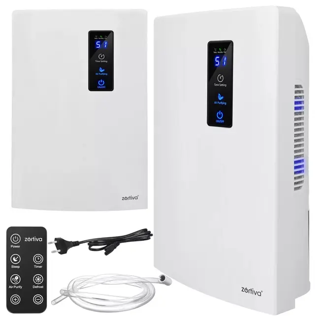 Zortiva Luchtontvochtiger 90 W voor 30 m² met 1800 ml reservoir, timer en LCD-display