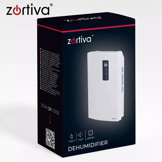 Zortiva Luchtontvochtiger 90 W voor 30 m² met 1800 ml reservoir, timer en LCD-display