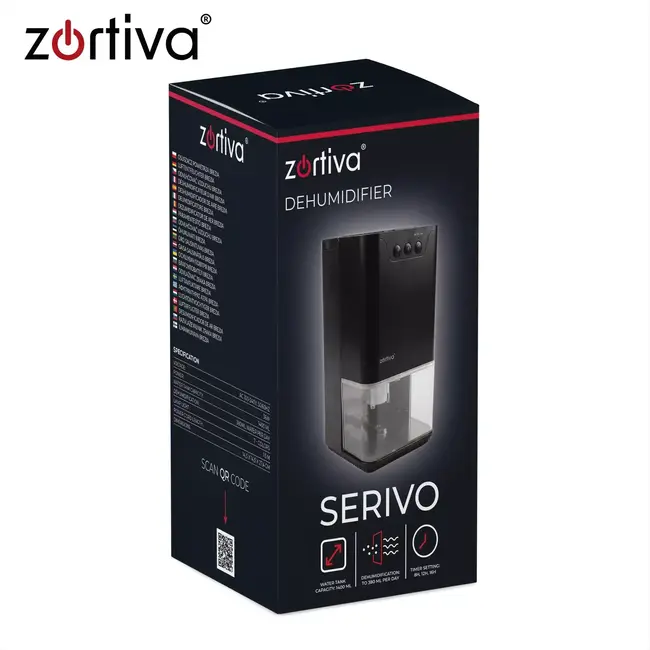 Zortiva Luchtontvochtiger 1400 ml 36 W met timer, LED en capaciteit tot 380 ml per dag