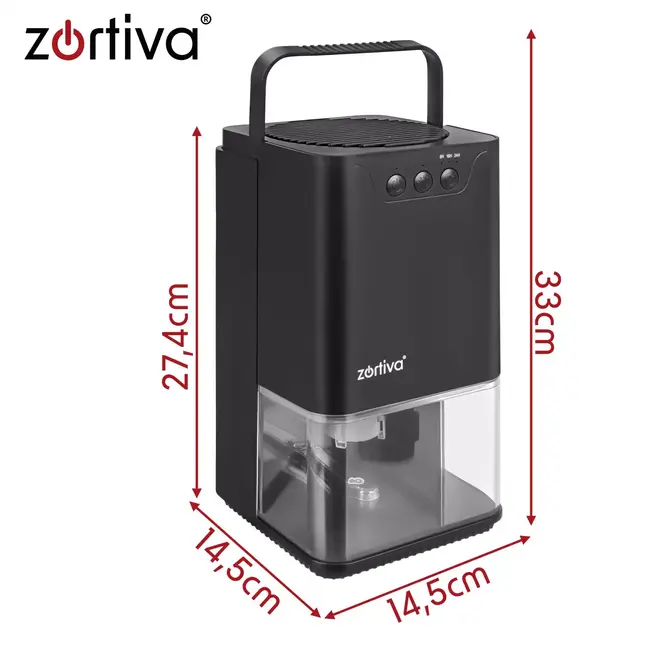 Zortiva Luchtontvochtiger 1400 ml 36 W met timer, LED en capaciteit tot 380 ml per dag