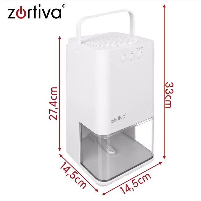 Zortiva Luchtontvochtiger 1400 ml wit 36 W met timer, LED en capaciteit tot 380 ml per dag