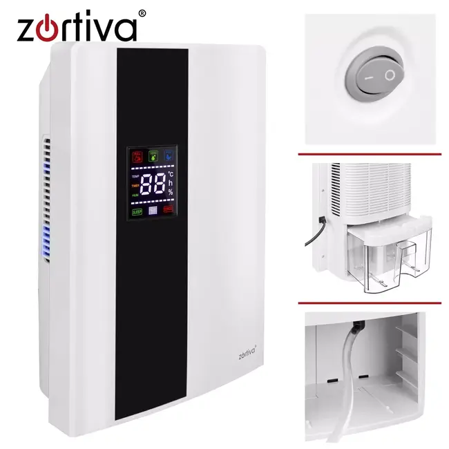Zortiva Luchtontvochtiger 30 m² met hygrostaat 40-70%, 2 liter reservoir en afstandsbediening
