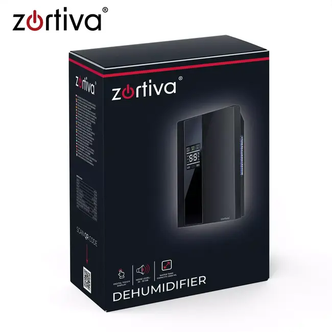Zortiva Luchtontvochtiger 30 m² zwart met hygrostaat 40-70%, 2 liter reservoir en timer