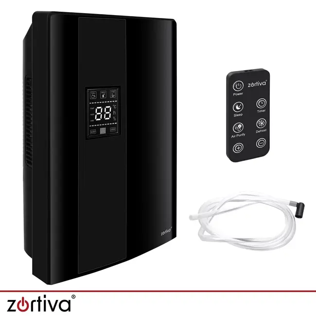 Zortiva Luchtontvochtiger 30 m² zwart met hygrostaat 40-70%, 2 liter reservoir en timer