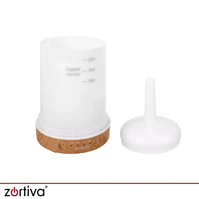 Zortiva Luchtbevochtiger 200 ml met aromadiffuser, 3D LED-vuurwerkeffect, timer en 3 geuroliën
