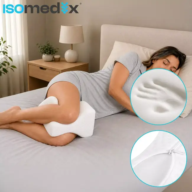 Isomedix Ergonomisch kniekussen voor zijslapers 25 x 21 x 15 cm met afneembare hoes
