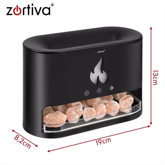 Zortiva Luchtbevochtiger 250 ml met ultrasone aromadiffuser, LED-vlameffect en timer