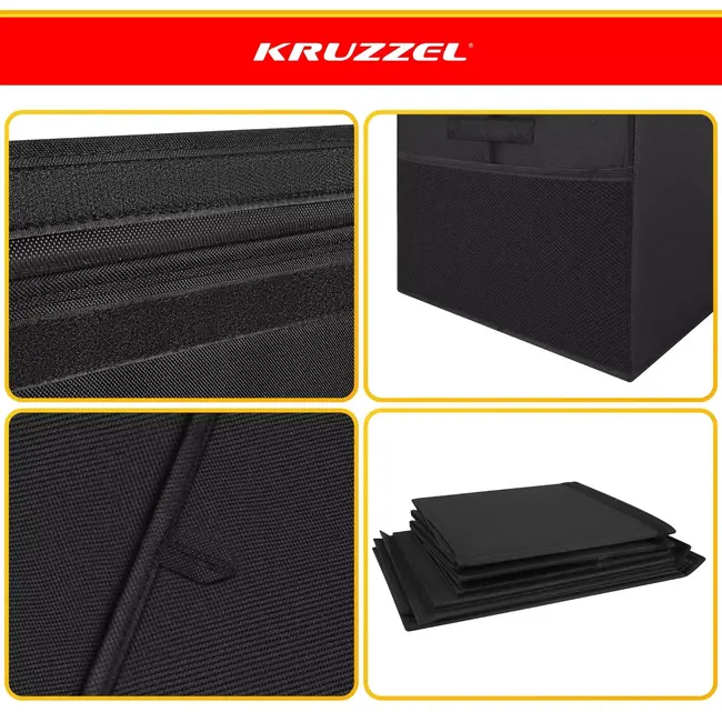 Kruzzel Speelgoedkist XXL zwart 132 liter 94 x 39 x 35 cm met deksel, 3 vakken en zijvakken
