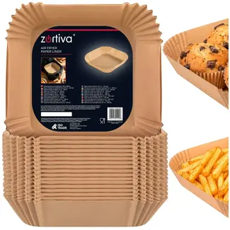 Zortiva Airfryer bakpapier 20 x 20 cm - 400 bakjes met antikleeflaag en 4,5 cm hoge rand