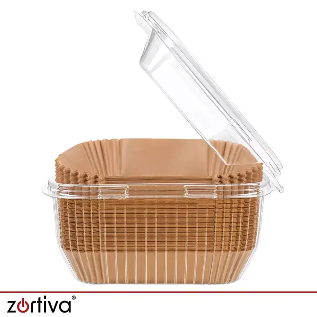 Zortiva Airfryer bakpapier 20 x 20 cm - 400 bakjes met antikleeflaag en 4,5 cm hoge rand
