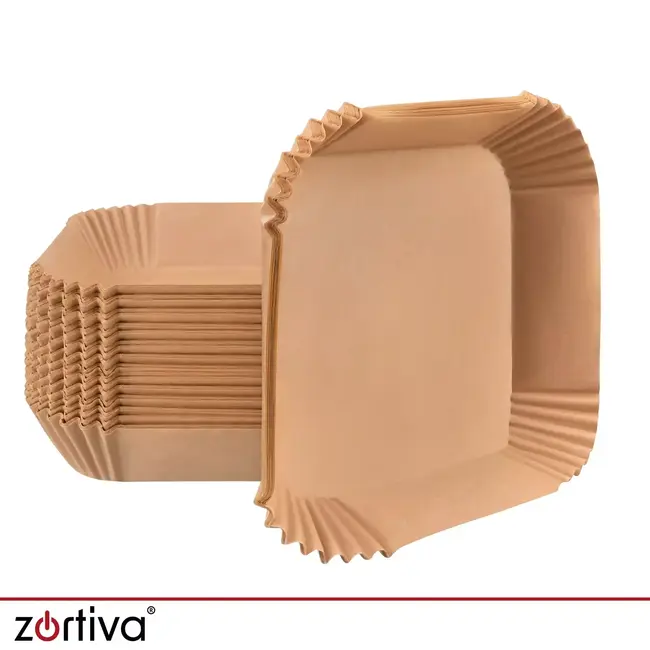 Zortiva Airfryer bakpapier 20 x 20 cm - 400 bakjes met antikleeflaag en 4,5 cm hoge rand