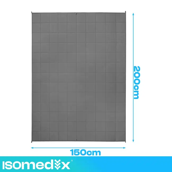 Isomedix Gewichtsdeken 7 kg 200 x 150 cm grijs met glazen bolletjes en 7-laagse opbouw voor rust
