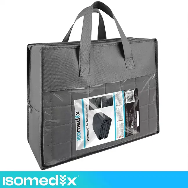 Isomedix Gewichtsdeken 6 kg 200 x 150 cm grijs met glazen bolletjes en 7-laagse constructie voor rust