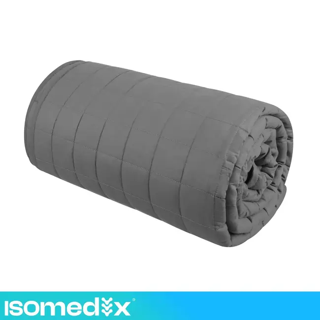 Isomedix Gewichtsdeken 6 kg 200 x 150 cm grijs met glazen bolletjes en 7-laagse constructie voor rust