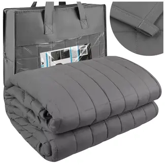Isomedix Gewichtsdeken 8 kg 200 x 150 cm grijs met glazen bolletjes en 7-laagse opbouw