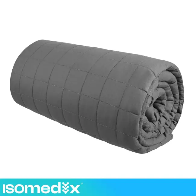 Isomedix Gewichtsdeken 8 kg 200 x 150 cm grijs met glazen bolletjes en 7-laagse opbouw