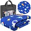 Isomedix Gewichtsdeken kinderen 3 kg 100 x 150 cm blauw met glazen bolletjes en ruimtemotief
