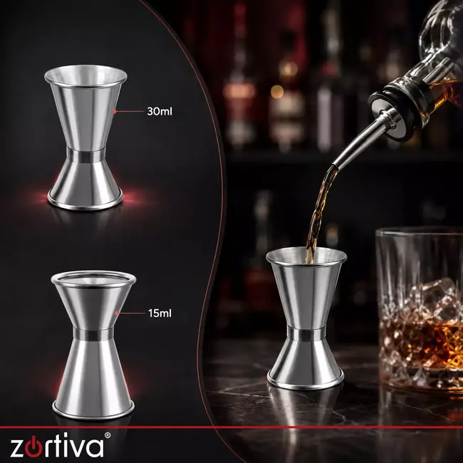 Zortiva Cocktailset 6-in-1 met shaker 700 ml, jigger 15/30 ml, muddler, lepel en schenktuiten