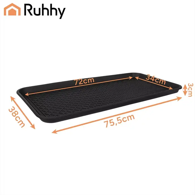 Ruhhy XXL Schoenmat 75,5 x 38 cm Zwart – Lekbak Schoenen