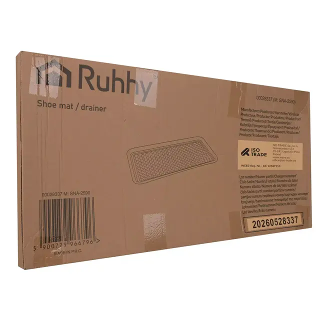 Ruhhy XXL Schoenmat 75,5 x 38 cm Zwart – Lekbak Schoenen