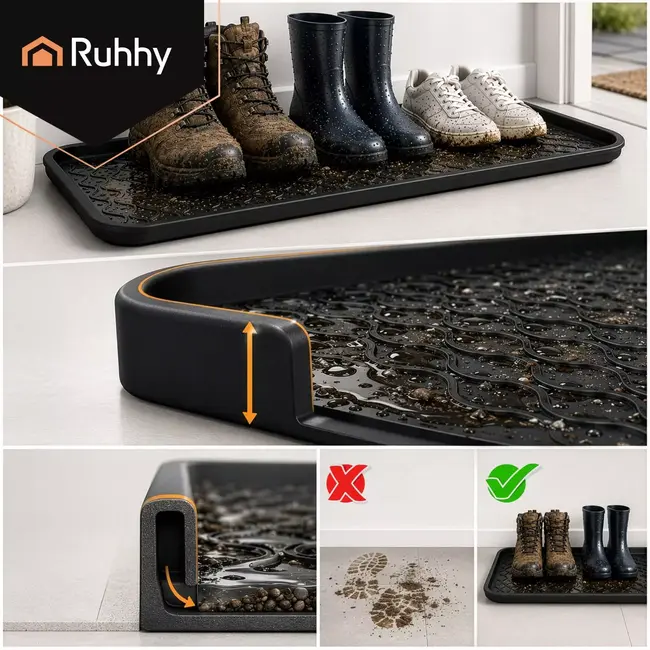 Ruhhy XXL Schoenmat 75,5 x 38 cm Zwart – Lekbak Schoenen