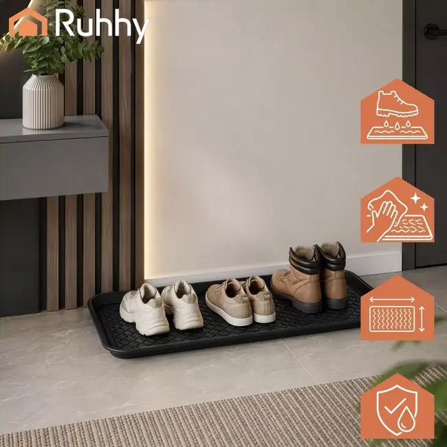 Ruhhy XXL Schoenmat 75,5 x 38 cm Zwart – Lekbak Schoenen