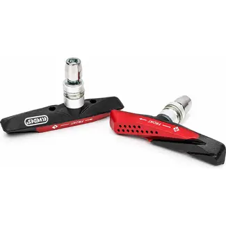 Elvedes V-brake remblokken - Dual compound - 72 mm - Voor nat en droog weer - Zwart met rode accenten