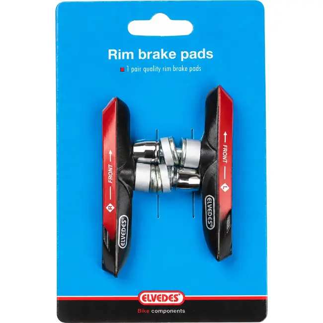 Elvedes V-brake remblokken - Dual compound - 72 mm - Voor nat en droog weer - Zwart met rode accenten