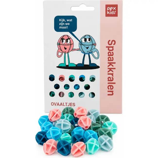 Pexkids Ovale spaakkralen met reflectie - 30 stuks - 6 kleuren - Eenvoudig te bevestigen