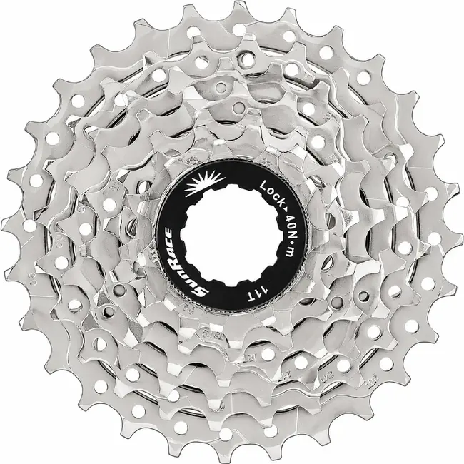 Sunrace 9-speed cassette - veelzijdige vertanding - nikkelafwerking - lichtgewicht - zilver