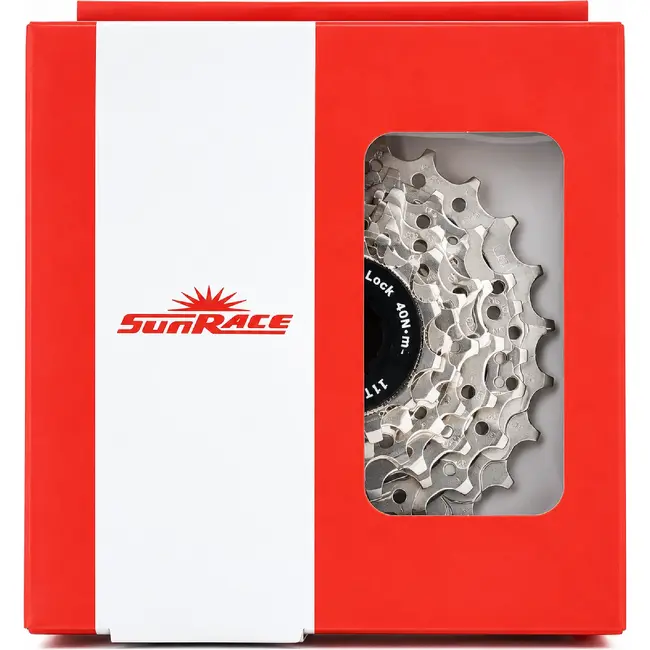 Sunrace 9-speed cassette - veelzijdige vertanding - nikkelafwerking - lichtgewicht - zilver
