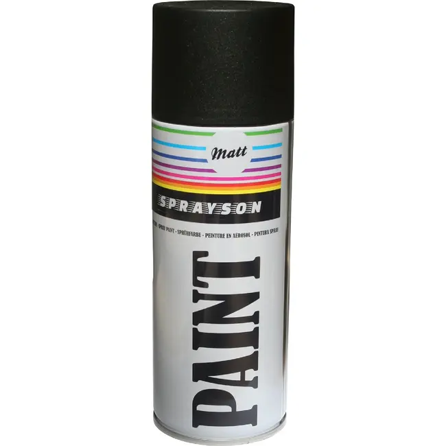 Sprayson Verf spuitbus - hoogglans zwart - nitro combilak - 400 ml - 12 stuks