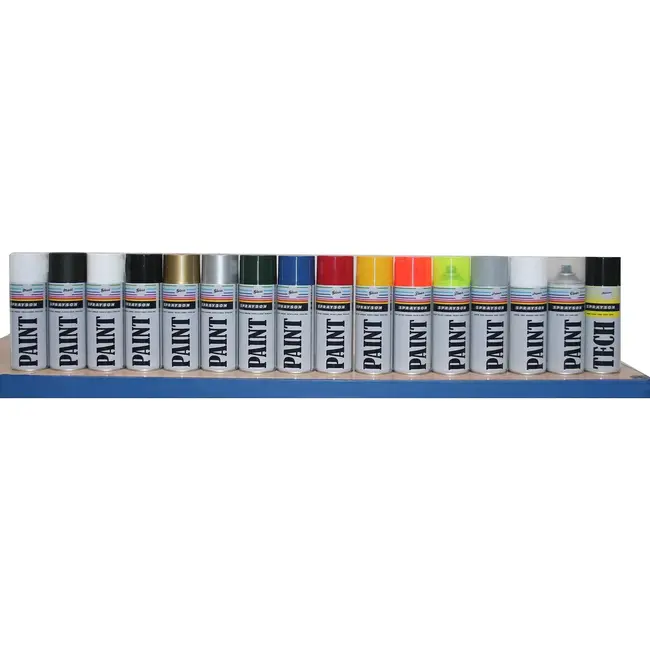Sprayson Verf spuitbus - hoogglans zwart - nitro combilak - 400 ml - 12 stuks
